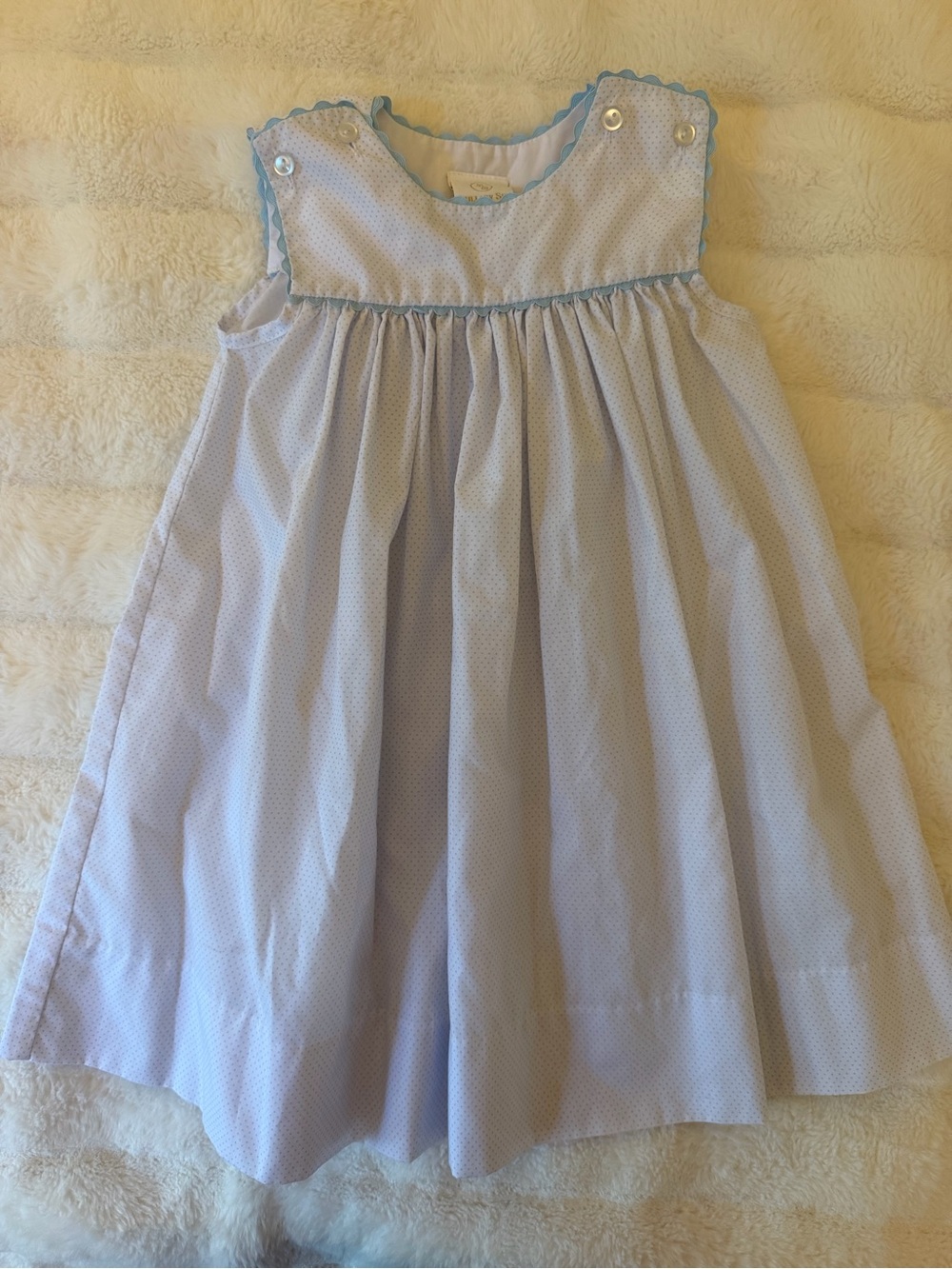 Light Blue Smocked Girls' Casual Dress